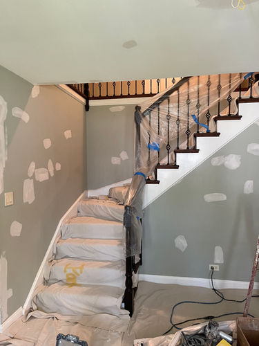 Stairwell before painting